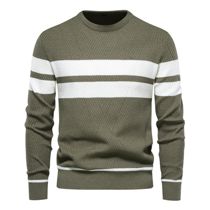 Men's Crew Neck Pullover Striped Sweater