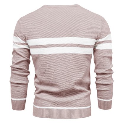 Men's Crew Neck Pullover Striped Sweater