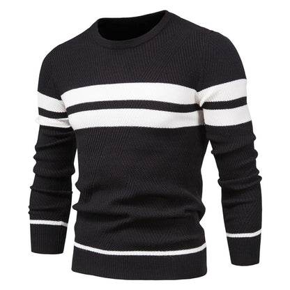 Men's Crew Neck Pullover Striped Sweater