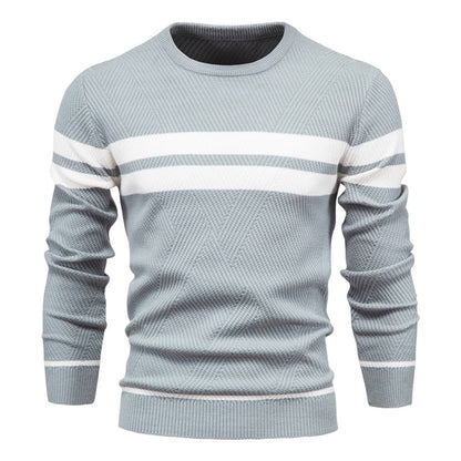 Men's Crew Neck Pullover Striped Sweater