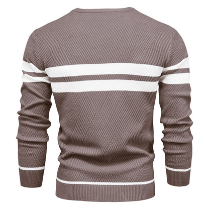 Men's Crew Neck Pullover Striped Sweater