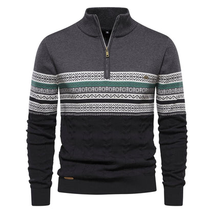 Men's Half-Zip Stand Collar Polo Sweater