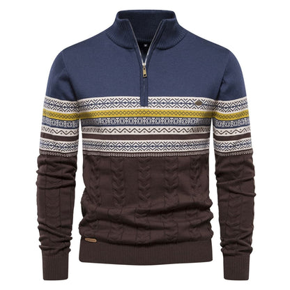 Men's Half-Zip Stand Collar Polo Sweater