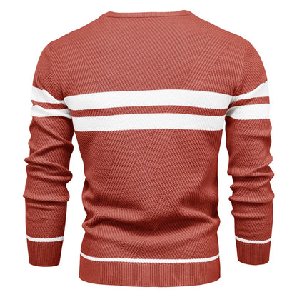 Men's Crew Neck Pullover Striped Sweater
