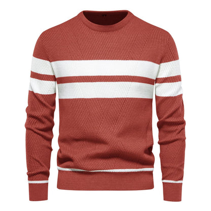 Men's Crew Neck Pullover Striped Sweater