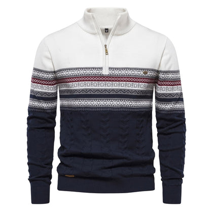 Men's Half-Zip Stand Collar Polo Sweater